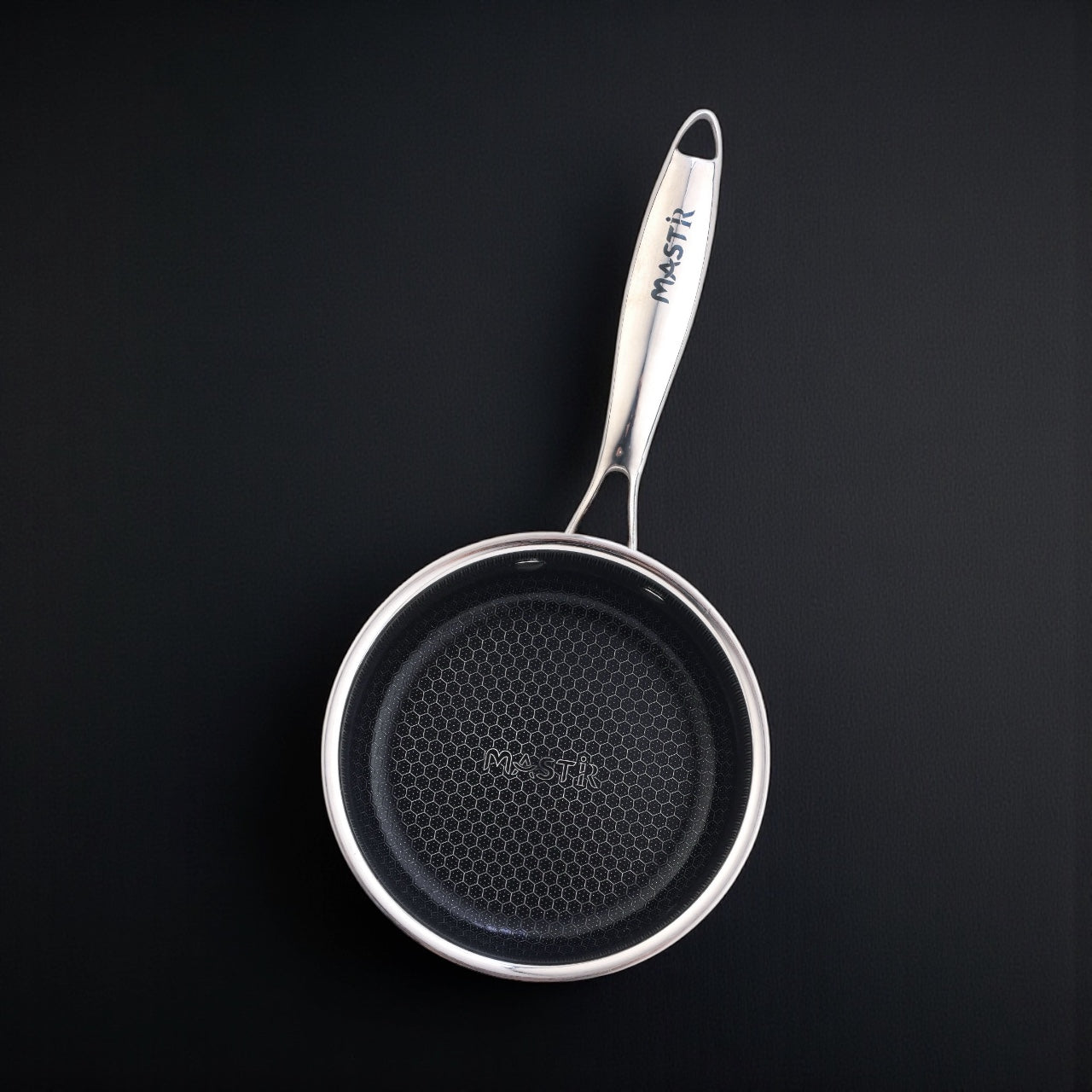 Mastir Stainless Steel Sauce Pan with Glass Lid – Hybrid Honeycomb Nonstick, PFOA-Free & EU Approved – Stay-Cool Handle, Induction, Oven & Dishwasher Safe – 16/18 cm