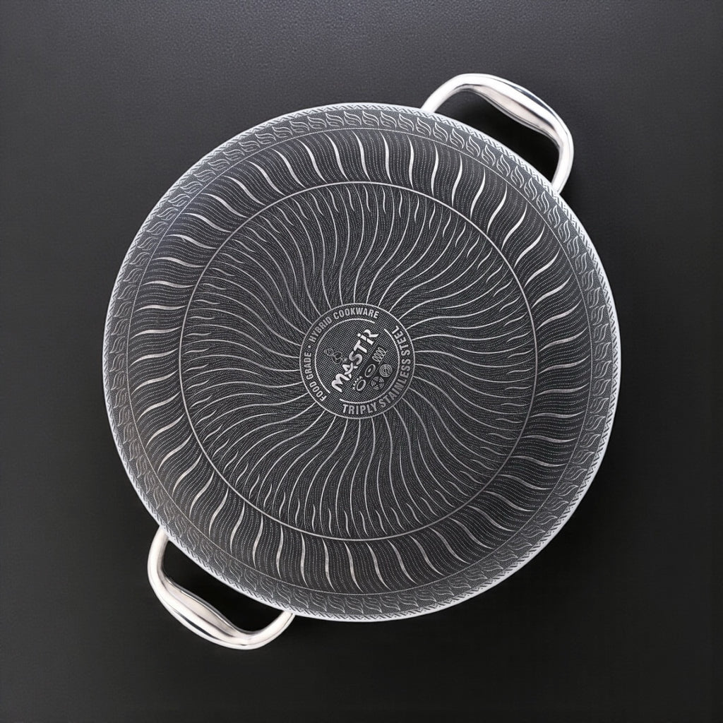 Mastir Stainless Steel Casserole/Stockpot with Glass Lid – Hybrid Honeycomb Nonstick, PFOA-Free & EU Approved – Induction, Oven & Dishwasher Safe Cooking Pot – 26/28 cm