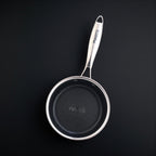 Mastir Stainless Steel Sauce Pan with Glass Lid – Hybrid Honeycomb Nonstick, PFOA-Free & EU Approved – Stay-Cool Handle, Induction, Oven & Dishwasher Safe – 16/18 cm