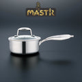Mastir Stainless Steel Sauce Pan with Glass Lid – Hybrid Honeycomb Nonstick, PFOA-Free & EU Approved – Stay-Cool Handle, Induction, Oven & Dishwasher Safe – 16/18 cm